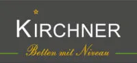 Kirchner Logo mit Stern, Schriftzug und Slogan Betten mit Niveau auf Grau