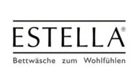 ESTELLA Logo mit Slogan „Bettwäsche zum Wohlfühlen“ auf weißem Hintergrund