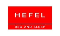 Rotes HEFEL Logo mit Schriftzug „Bed and Sleep“ auf weißem Hintergrund