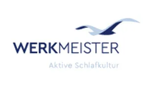 WERKMEISTER Logo mit Schriftzug „Aktive Schlafkultur“ auf weißem Hintergrund